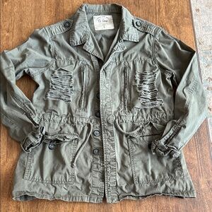 Ci Sono Women’s Olive Green Utility Distressed Jacket